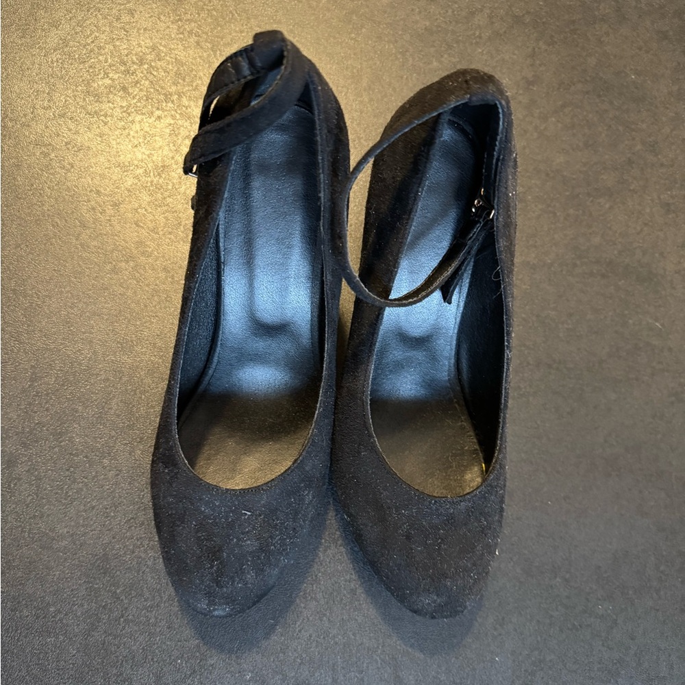 Black Suede Mary Jane Heels
